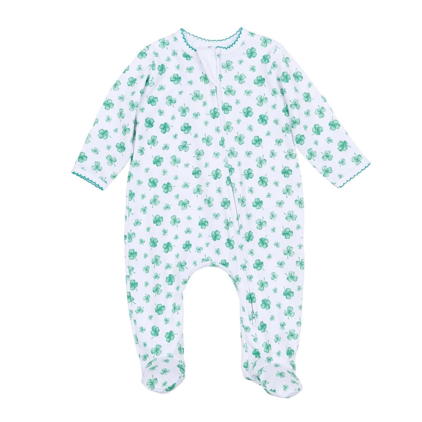Lucky Little Ones Zipper Footie | Green