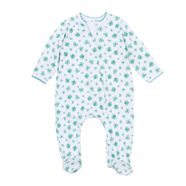 Lucky Little Ones Zipper Footie | Green