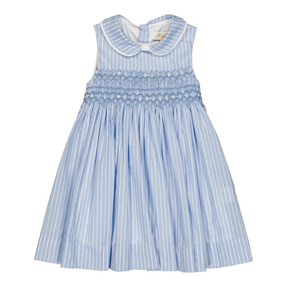 Maud Smocked Dress I Blue Stripes