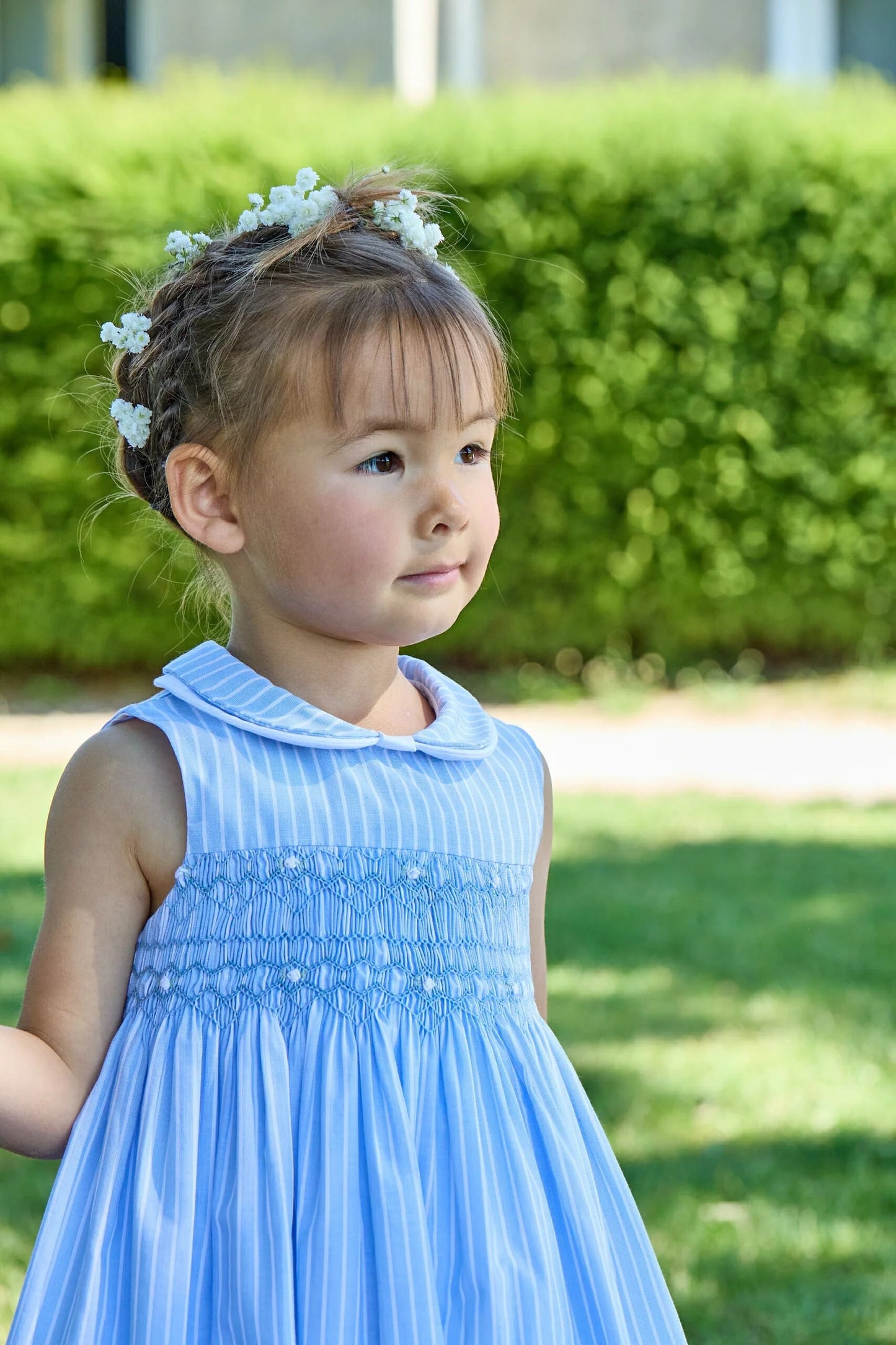 Maud Smocked Dress I Blue Stripes