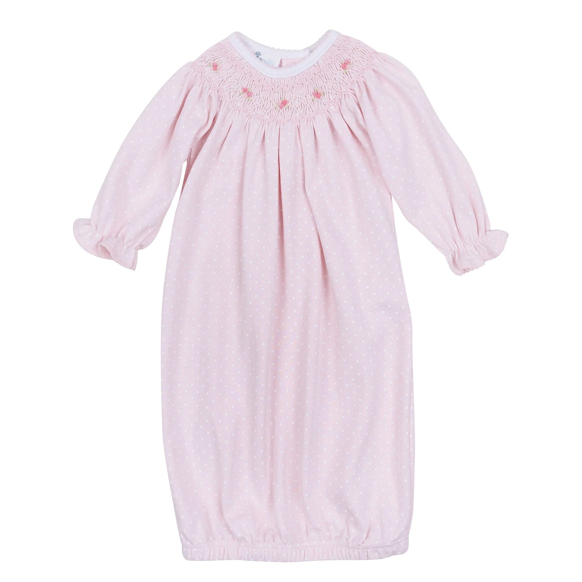 Mia and Luca's Bishop Smocked Gathered Gown | Pink