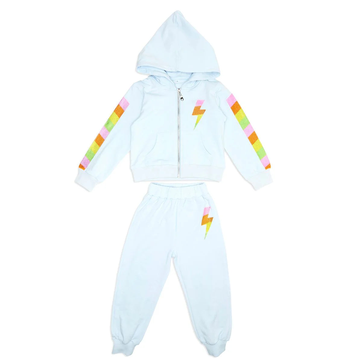 Miley Crystal Bolt Zip Up Hoodie and Sweatpant Set