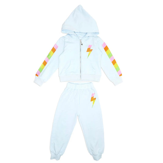 Miley Crystal Bolt Zip Up Hoodie and Sweatpant Set