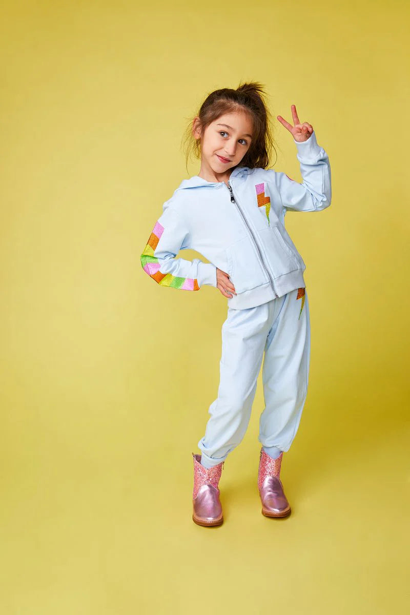 Miley Crystal Bolt Zip Up Hoodie and Sweatpant Set