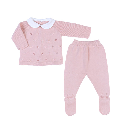 Milou Knit Peter Pan Collar Set | Pink