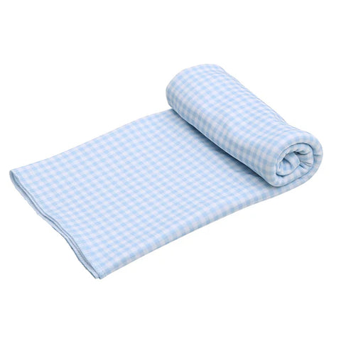Mini Checks Swaddle Blanket | Light Blue