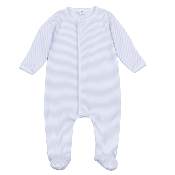 Mini Stripes Footie | Light Blue