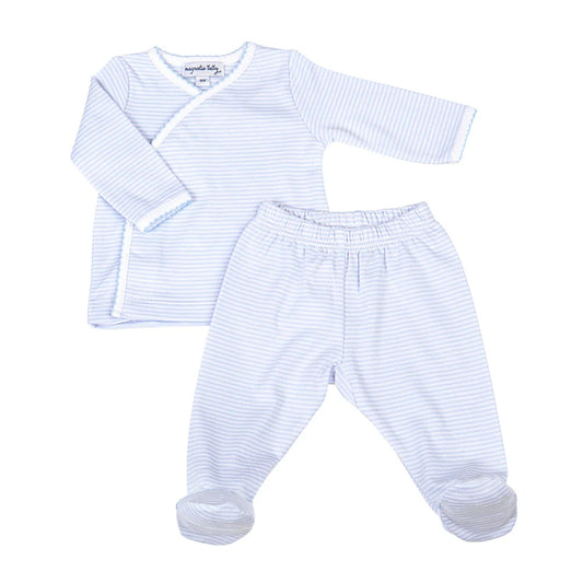 Mini Stripes X-Tee Footed Pant Set - Blue