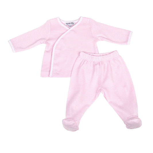 Mini Stripes X-Tee Footed Pant Set - Pink