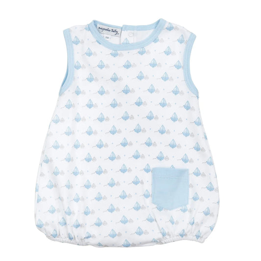 My First Sailboat Printed Sleeveless Bubble | Light Blue