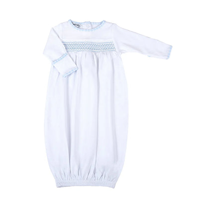 New Beginnings Smocked Gathered Gown | Blue