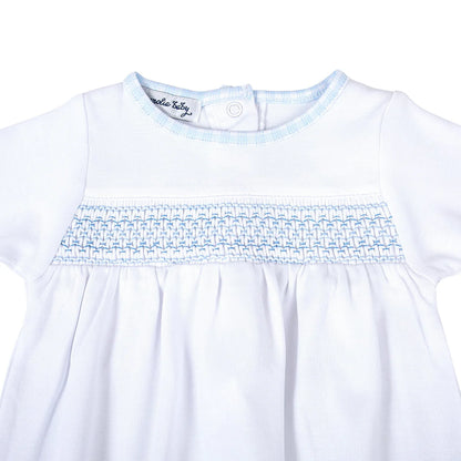 New Beginnings Smocked Gathered Gown | Blue