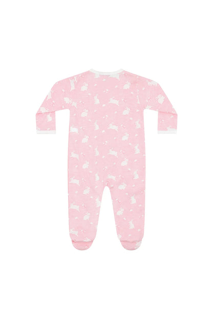 Pink Bunny Cotton Zipper Footie