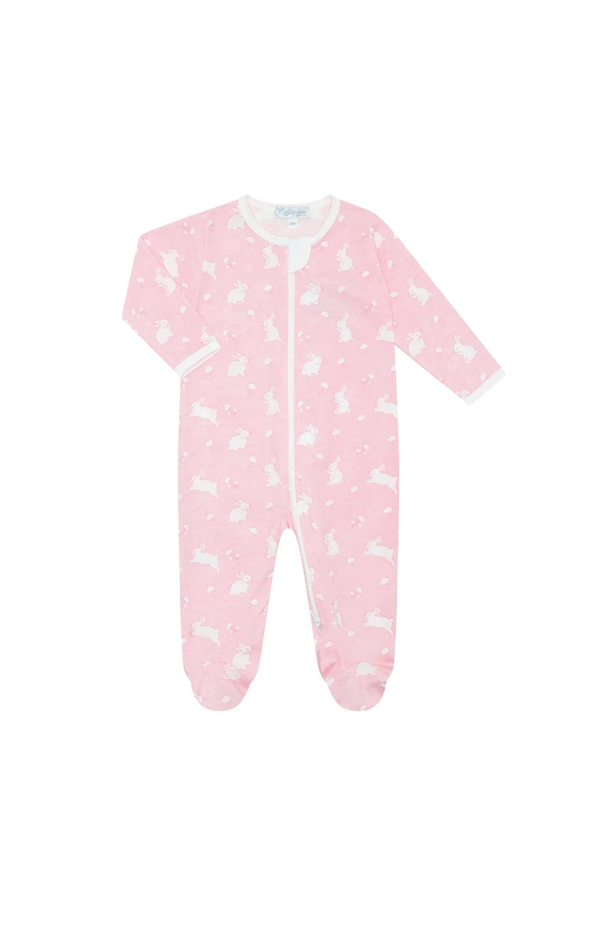 Pink Bunny Cotton Zipper Footie