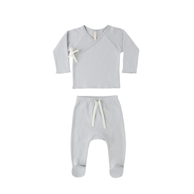 WRAP TOP + FOOTED PANT SET SKY