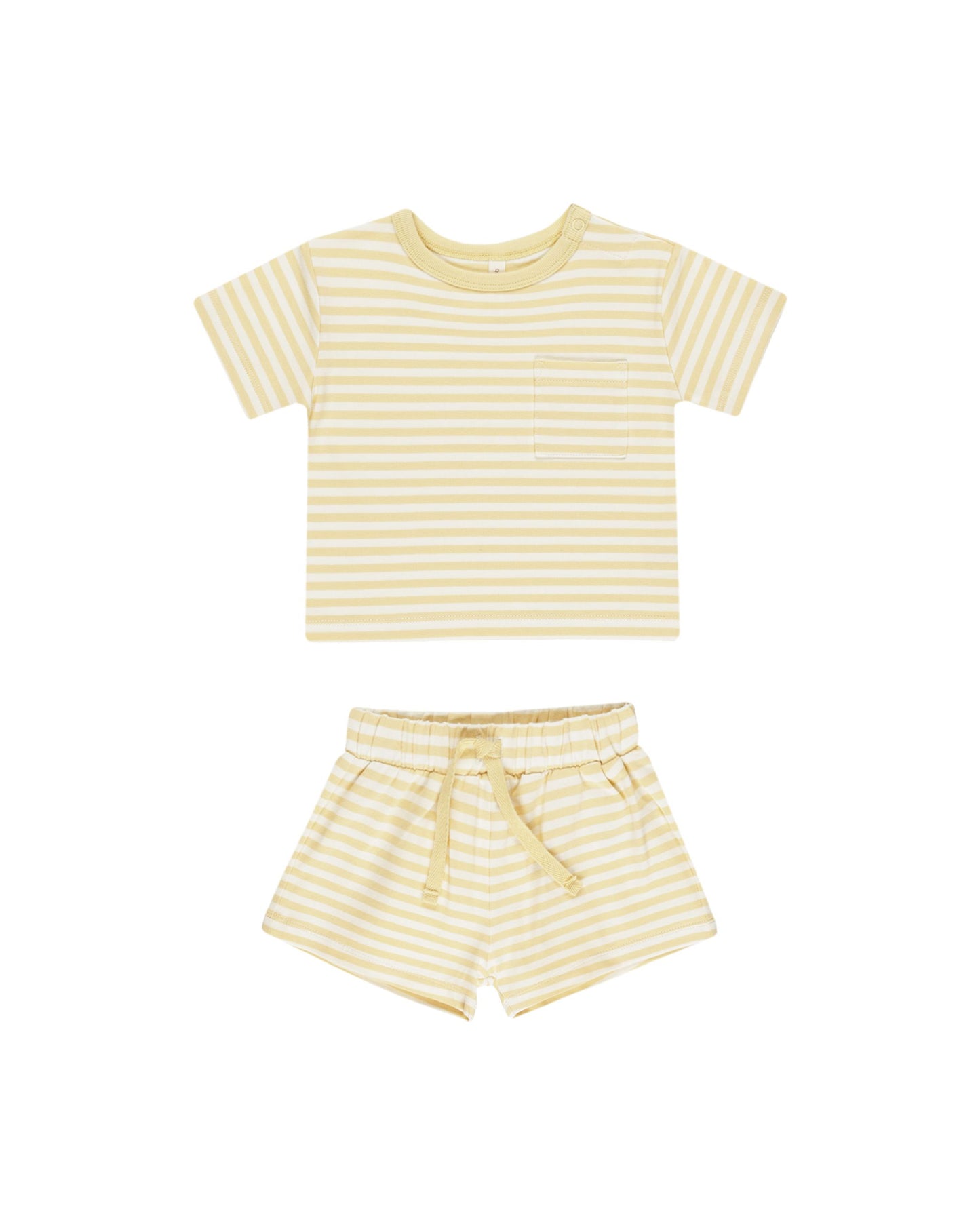 POCKET TEE + SHORT SET || YELLOW STRIPE