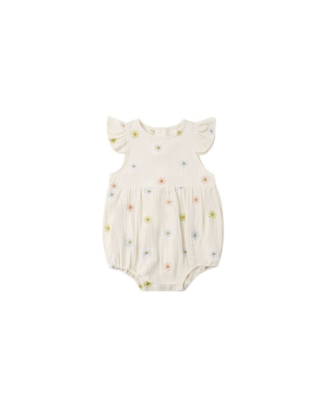 AMELIA ROMPER EMBROIDERED DAISIES