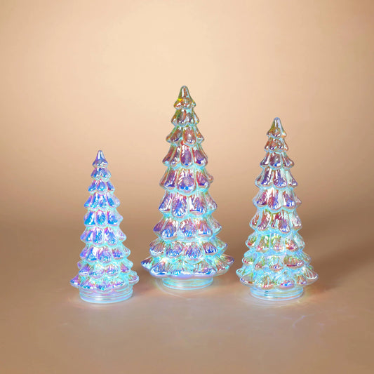 Lighted Iridescent Glass Trees