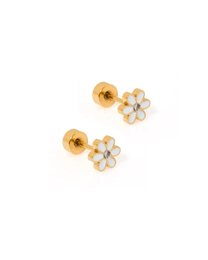 Screwback Stud | Allie | White Flower