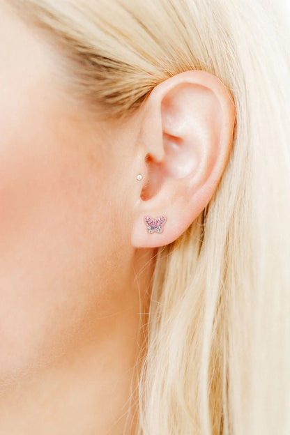 Screwback Stud | Bindi | Pink Butterfly