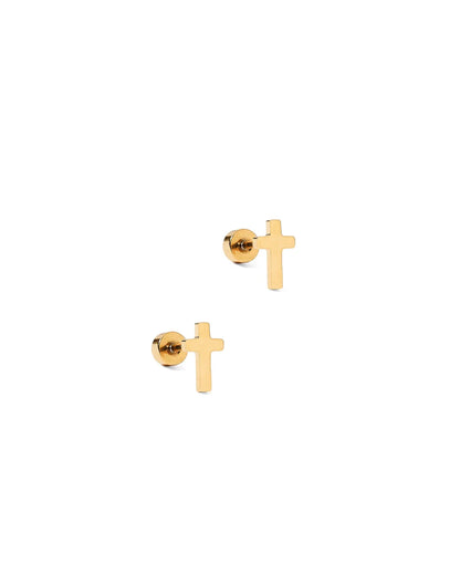 Screwback Stud | Catherine | Gold Cross