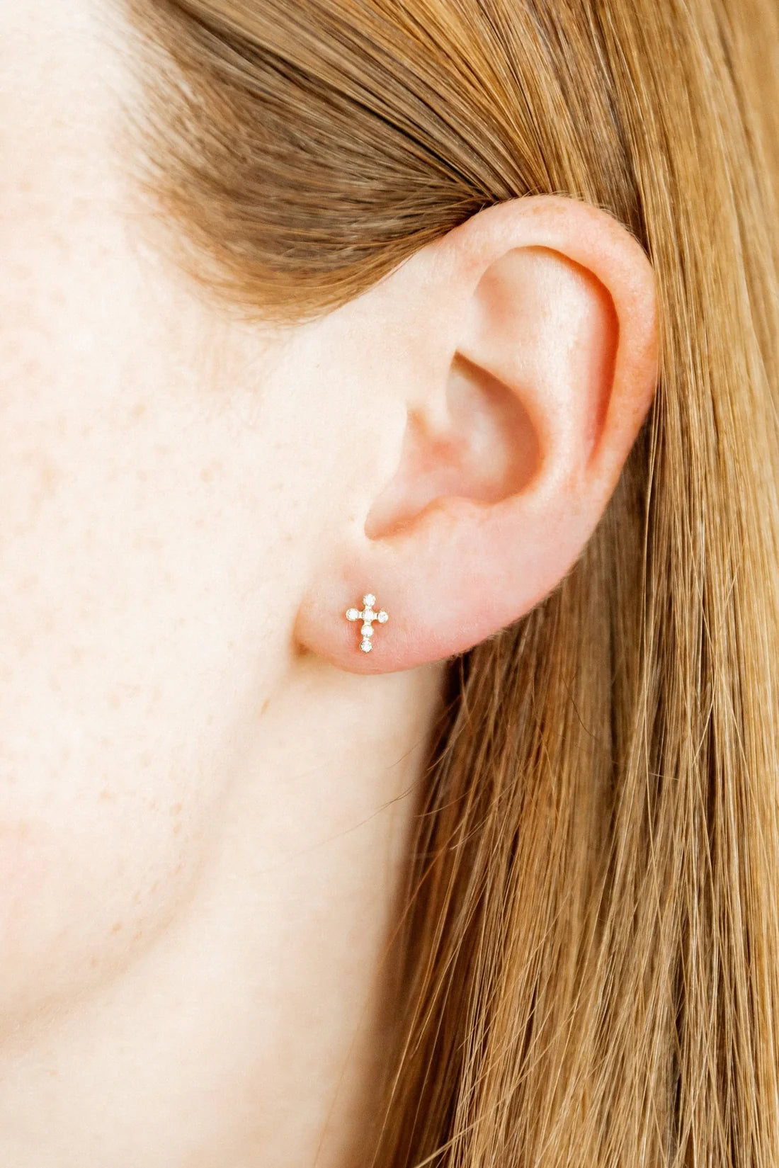 Screwback Stud | Clara | Clear Crystal Gold Cross
