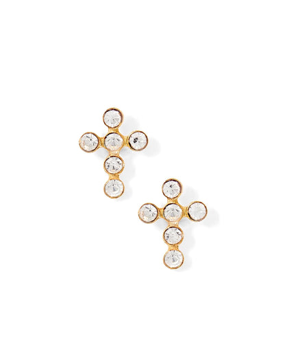 Screwback Stud | Clara | Clear Crystal Gold Cross