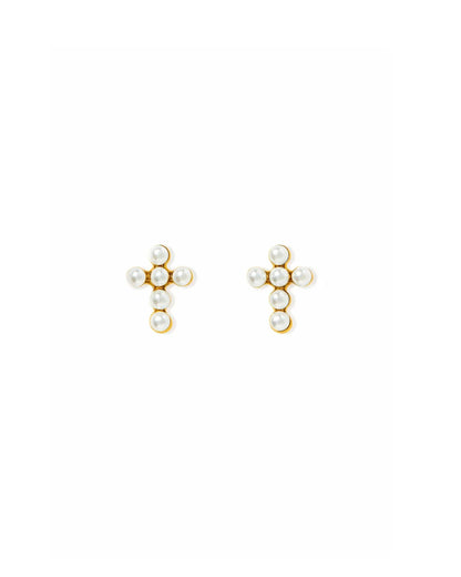 Screwback Stud | Clara | Pearl Cross