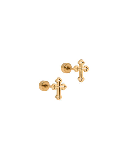 Screwback Stud | Latin Gold Cross