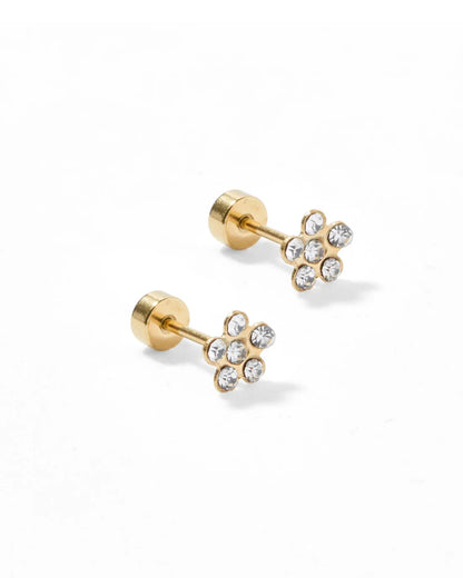 Screwback Stud | Lyla | Clear Crystal Flower