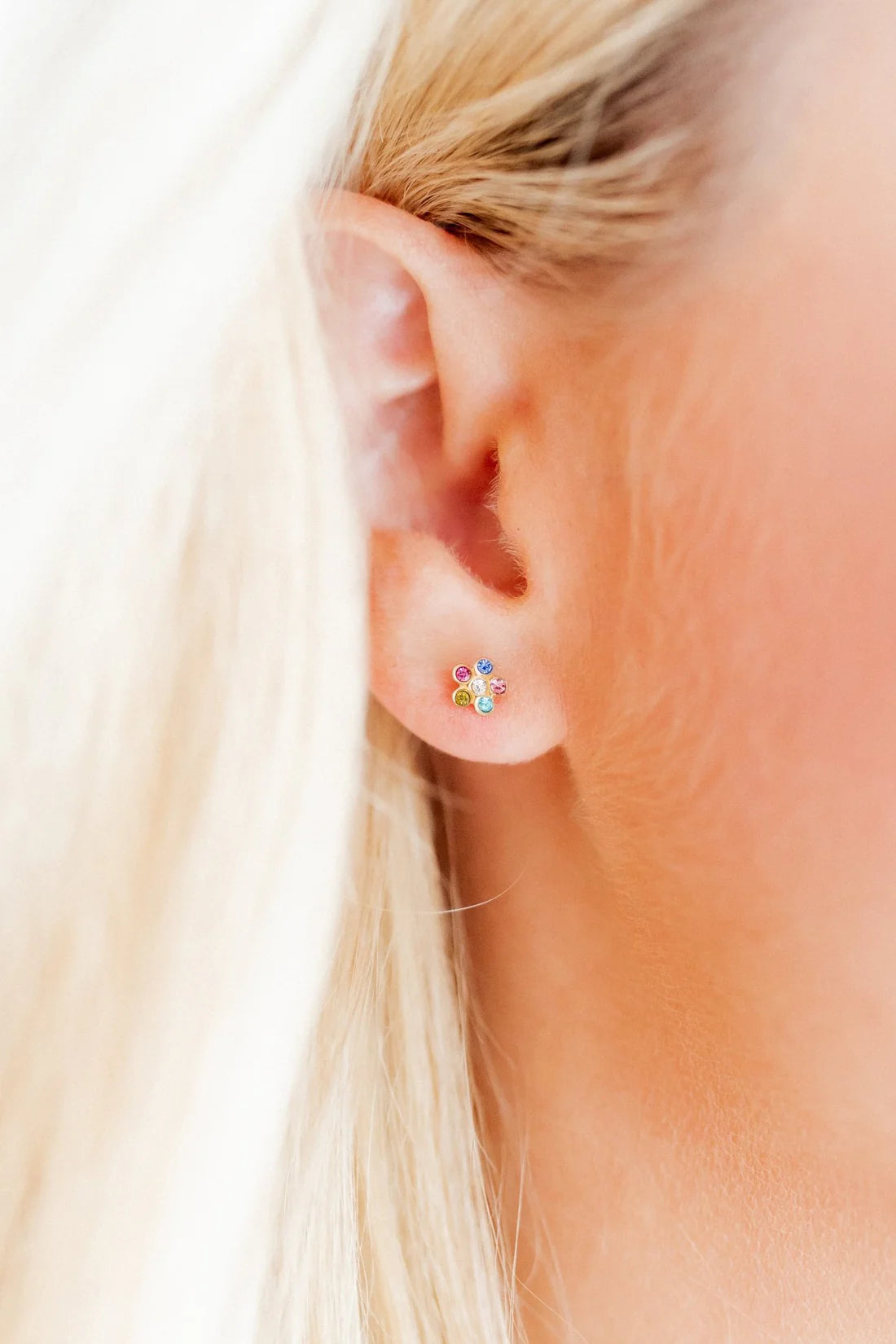 Screwback Stud | Lyla | Multicolor Crystal Flower