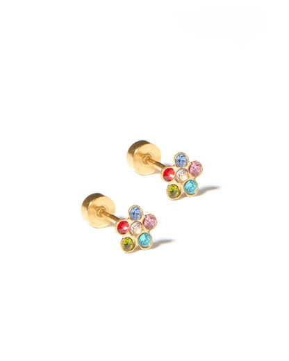 Screwback Stud | Lyla | Multicolor Crystal Flower