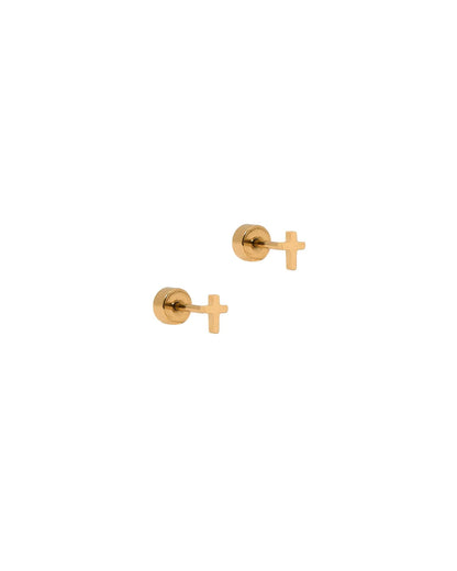 Screwback Stud | Micro Gold Cross