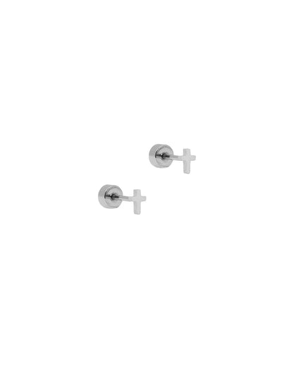 Screwback Stud | Micro Silver Cross