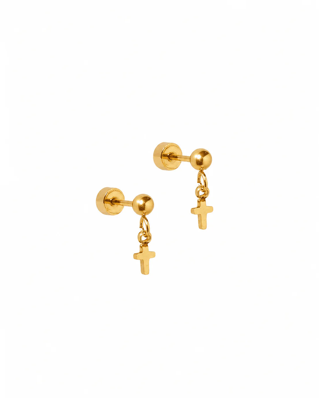 Screwback Stud | Millie | Gold Dangle Cross