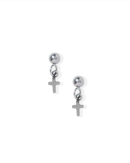 Screwback Stud | Millie | Silver Dangle Cross