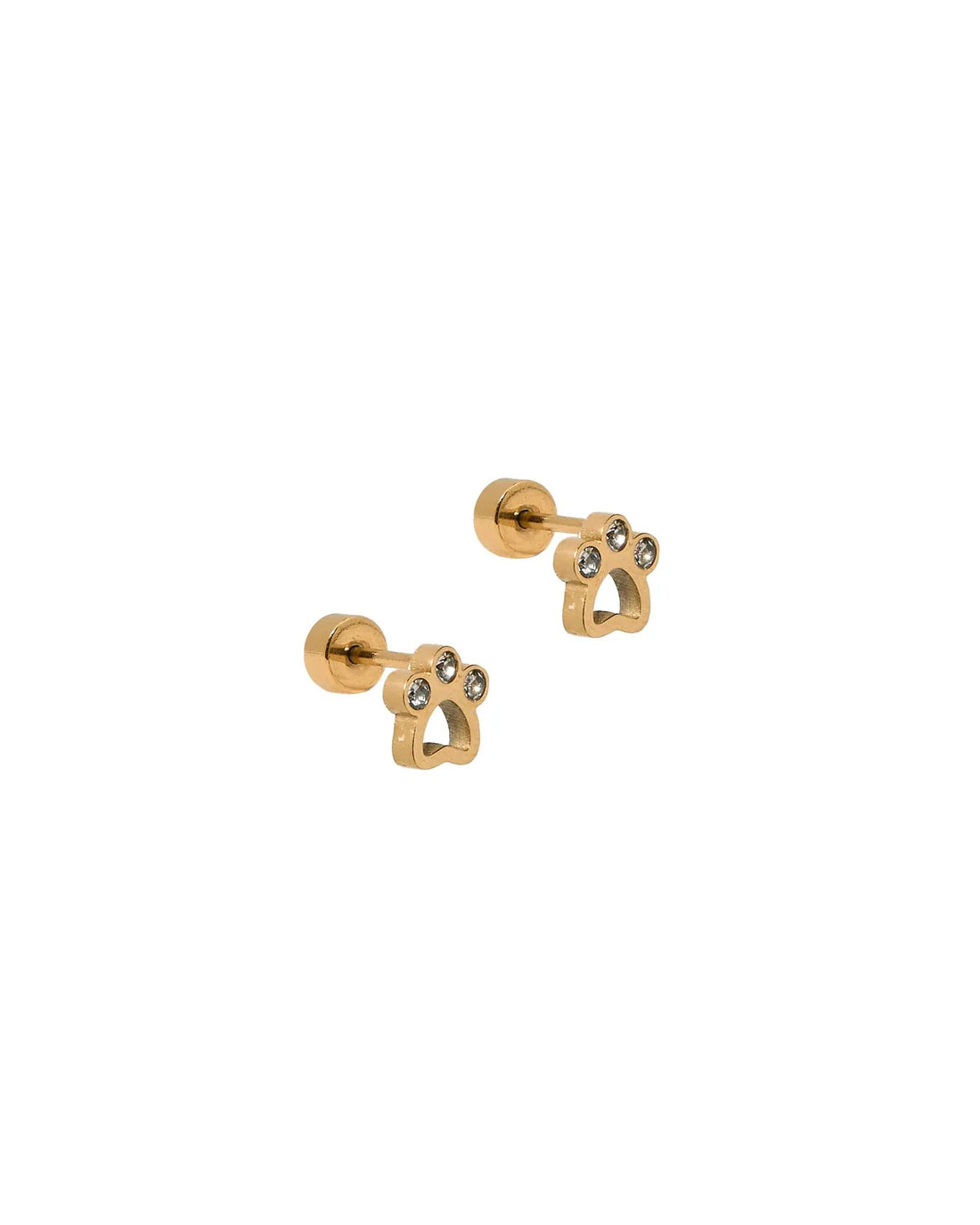 Screwback Stud | Gold Paw Print