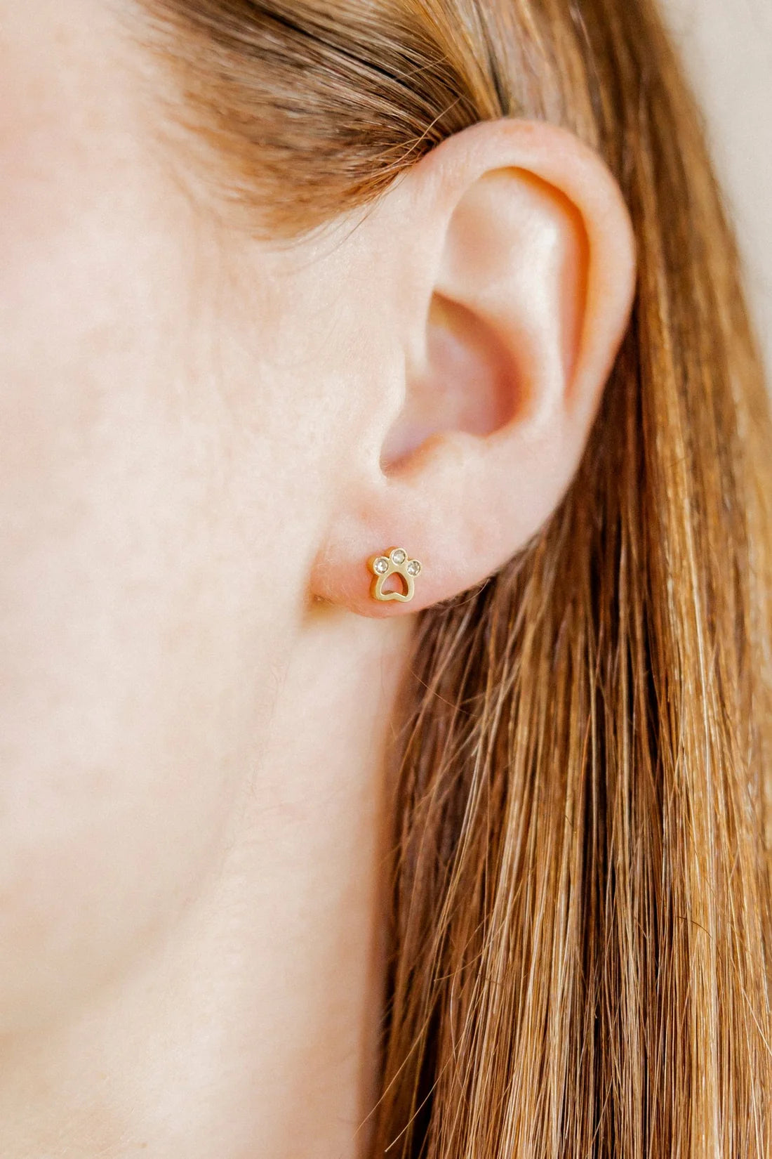 Screwback Stud | Gold Paw Print