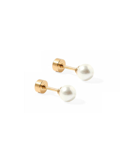 Screwback Stud | Payton | White Pearl