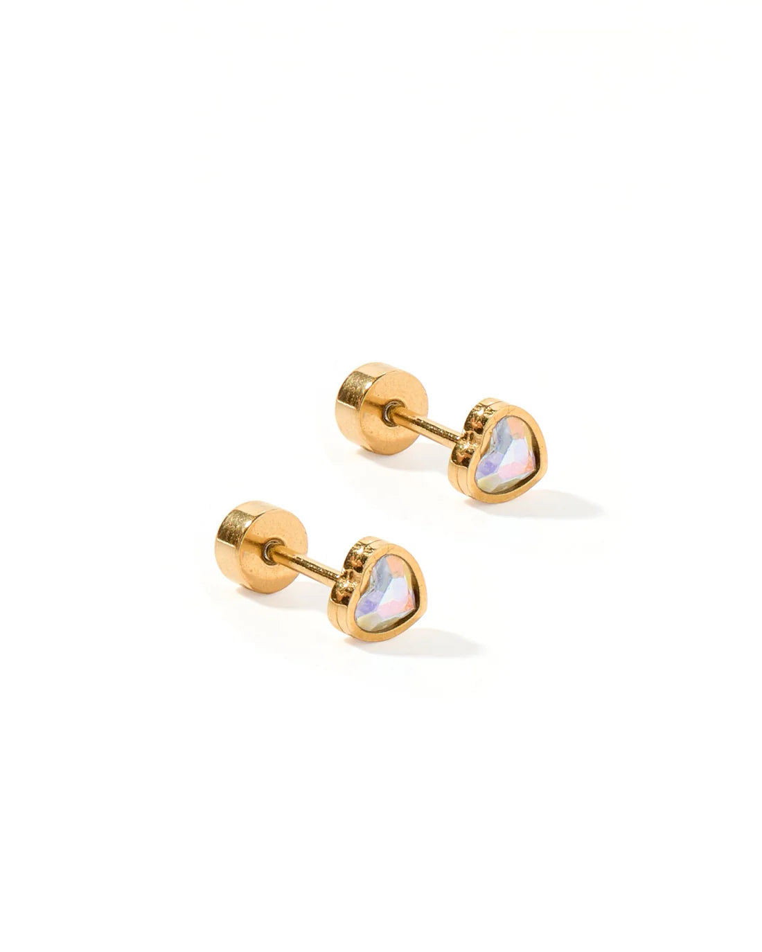 Screwback Stud | Polly | Iridescent Heart