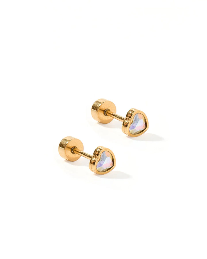 Screwback Stud | Polly | Crystal Heart