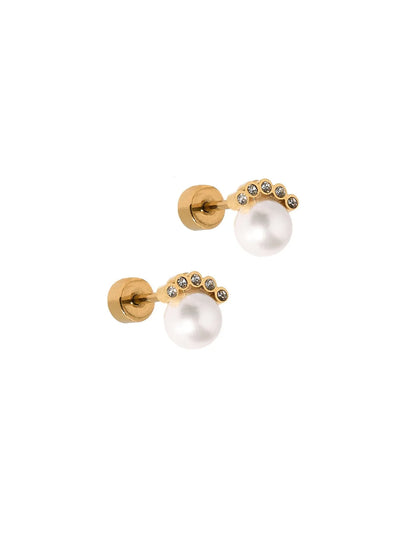 Screwback Stud | Winnie | Gold Pearl