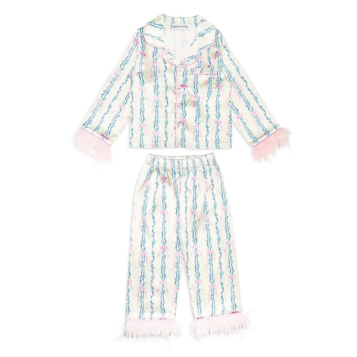 Shabby Chic Bows Silky Set with Feathers
