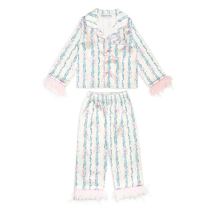 Shabby Chic Bows Silky Set with Feathers