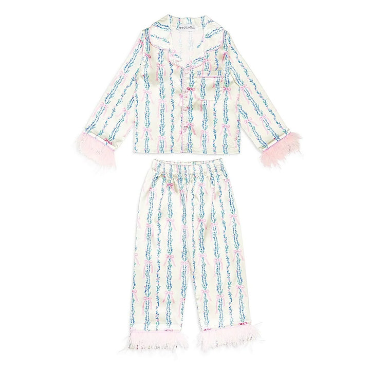 Shabby Chic Bows Silky Set with Feathers