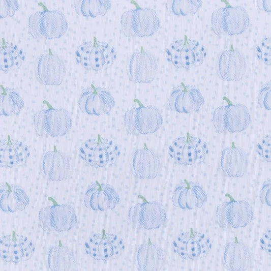 Precious Pumpkins Printed Zipper Footie | Light Blue