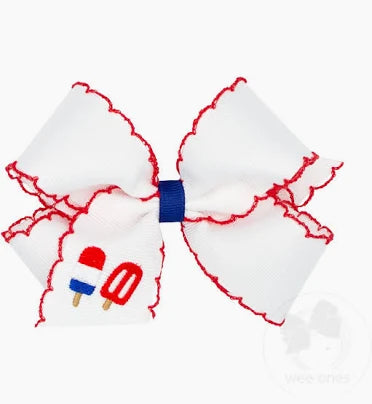 King Patriotic Embroidered Popsicle Stitched Edge Bow