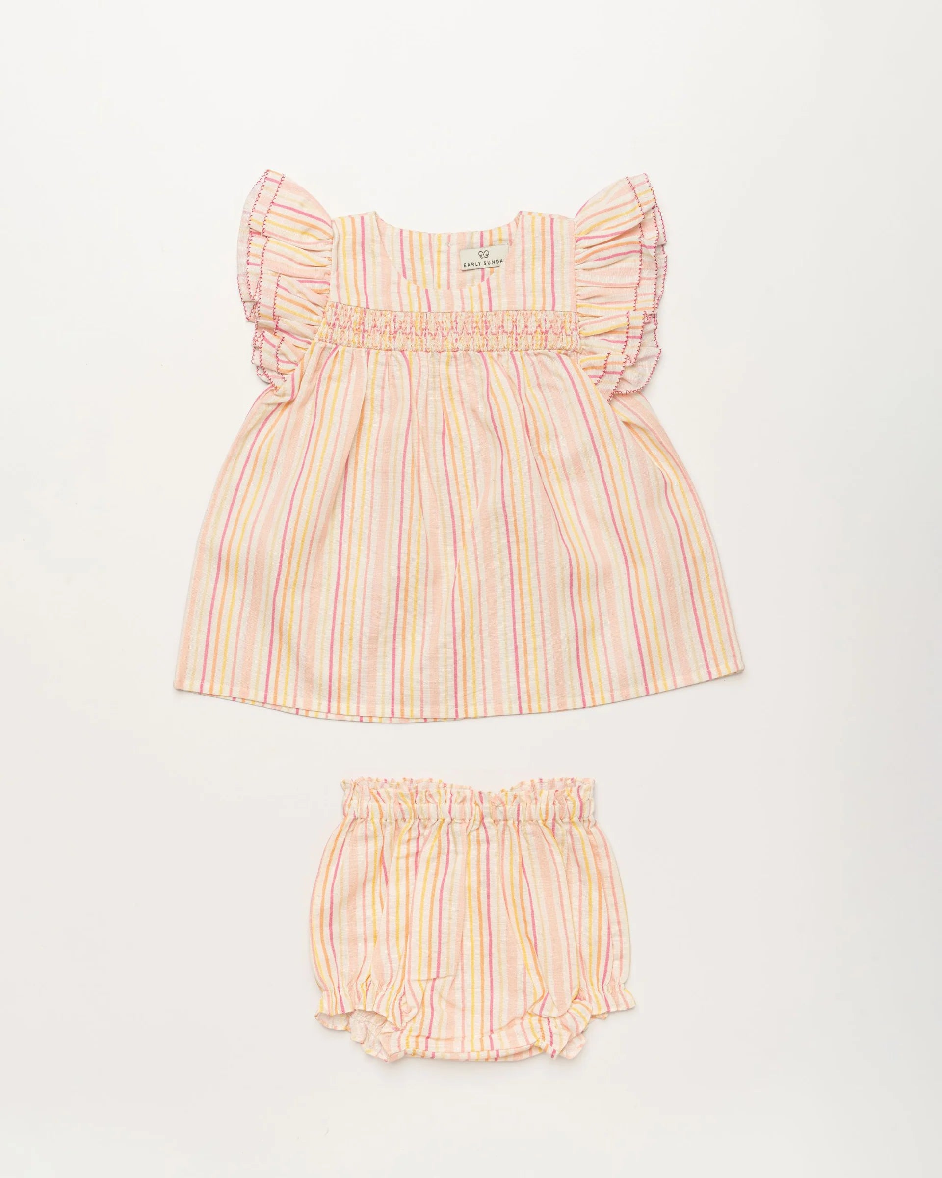 SIENNA BABY DRESS & BLOOMER | Pink Stripes