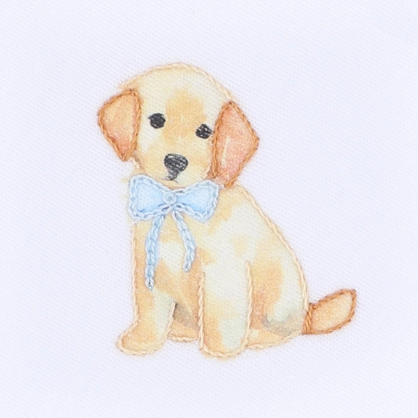 Sweet Golden Embroidered Footie | Light Blue