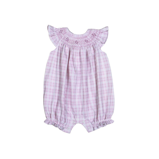 Paisley Purple Plaid Hand Smocked Bishop Bubble